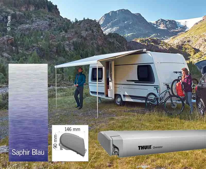 Markýza střešní kazetová Thule Omnistor 6300 3,5 m (stříbrné pouzdro, safírově modrá, výsuv 2,5 m) 313473