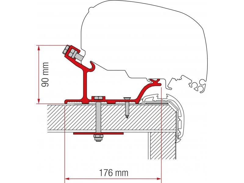 Adaptér na uchycení markýzy Fiamma F65 a F80 delky 490 cm na střechu Carthago Malibu 306062