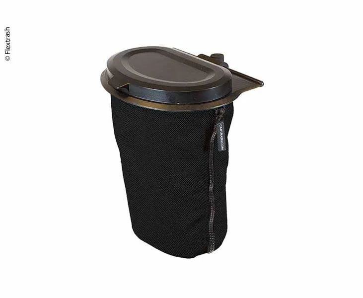 Koš na odpadky textilní Flextrash objem 3 litry černý z recyklovaných materiálů pro kempování, auto a karavan 306842