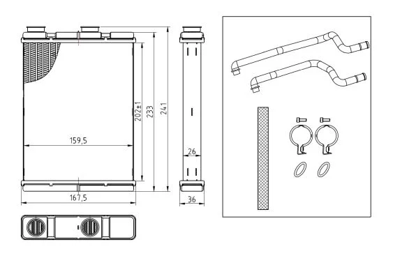 Výměník tepla, vnitřní vytápění NRF 54434 – OE 271404EM0A