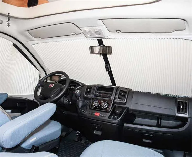Interiérová zatemňovací roleta čelního skla REMIfront IV pro Ford Transit Custom (od r. v. 2012), model V362 se sadou zaměřovačů 2, béžová 303900