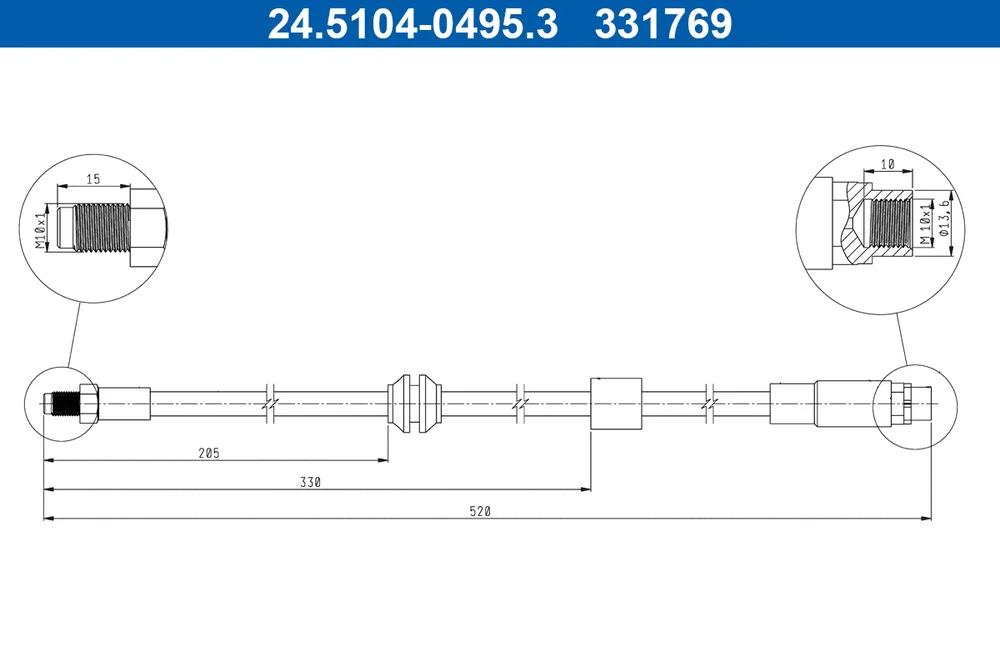 Brzdová hadice ATE 24.5104-0495.3 – OE 34326768124 Brzdová hadice ATE 24.5104-0495.3 – OE 34326768124
