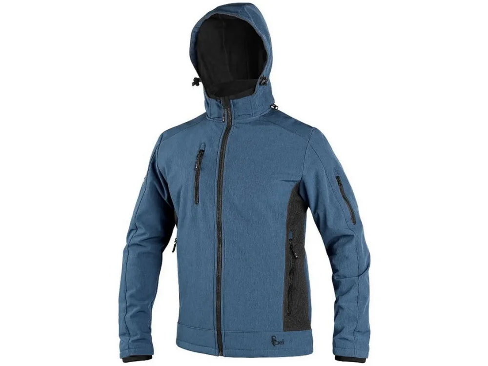 Bunda pánská softshell CXS-DURHAM s odepínací kapucí, modro-černá, vel. 2XL 742791 Bunda pánská softshell CXS-DURHAM s odepínací kapucí, modro-černá, vel. 2XL 742791