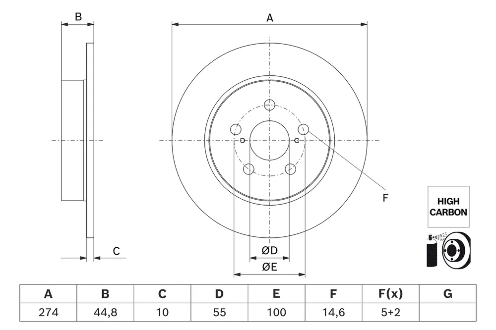Brzdový kotouč BOSCH 0986479H63 – OE 42431K0010