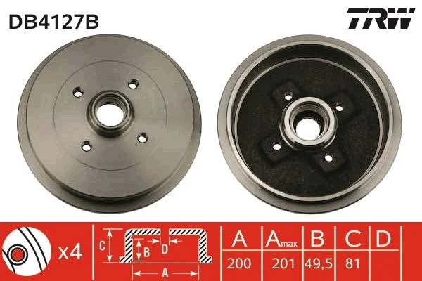 TR DB4127B Brzdový buben TRW