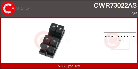 Spínač, zvedací zařízení oken CASCO CWR73022AS