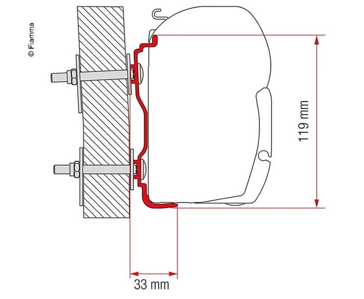 Adaptér na uchycení markýzy Fiamma F45 a F70 delky 450 cm na stěnu Hymer (2016-) 306074