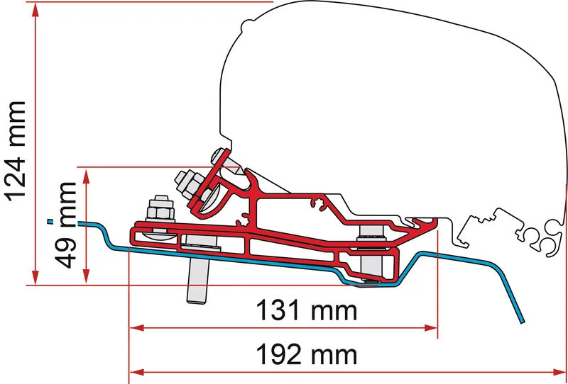 Adaptér pro montáž střešní markýzy Fiamma F80 na vozidla Ford Transit H3L4 RHD 313994