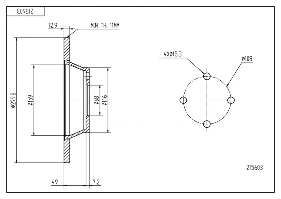 BRZ.KOTOUČ /P/ AUDI 80 1.6 2.0 1.9TD 92- HART 215603