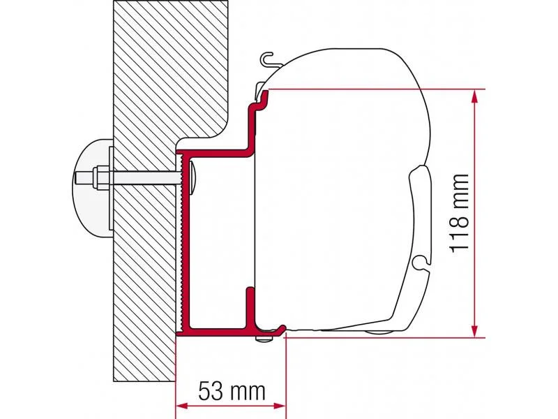 Adaptér na uchycení markýzy Fiamma F45S a F70 delky 400 cm na stěnu Eura Mobil/Karmann 311500