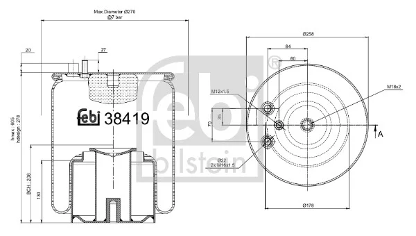 Mech, pneumaticke odpruzeni FEBI BILSTEIN 38419 Mech, pneumaticke odpruzeni FEBI BILSTEIN 38419