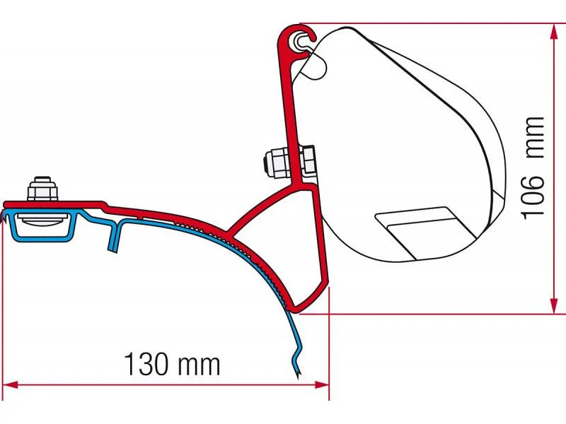 Sada adaptérů Fiamma pro markýzu F35, VW T5 Multivan a Transporter, montáž bez vrtání 305934