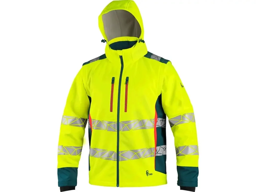 Bunda CXS BEDFORD, výstražná, pánská, softshell, žluto-petrolová, vel. L 739445