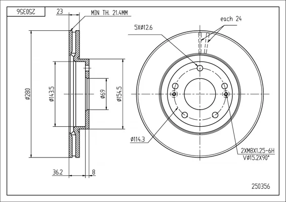 BRZD.KOTOUČ/P/ CEED 1.4DT 12- HART 250356