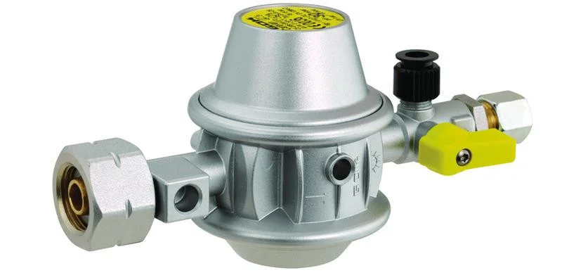 Regulátor tlaku plynu 30 mbar typ EN61-DS pro stabilní plynové nádrže obytných vozidel 1,5 kg/h GF x RVS 8 s pojistkou ÜDS 305114