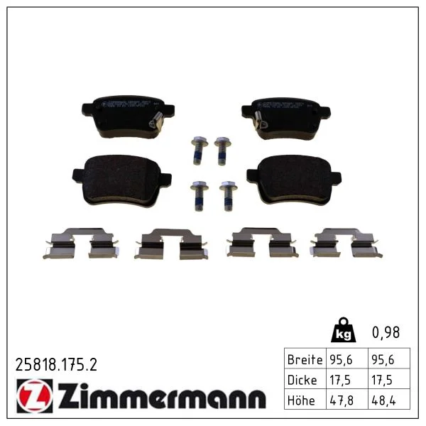 Sada brzdových destiček, kotoučová brzda ZIMMERMANN 25818.175.2