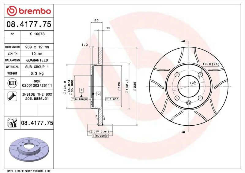 Brzdový kotouč BREMBO MAX 08.4177.75