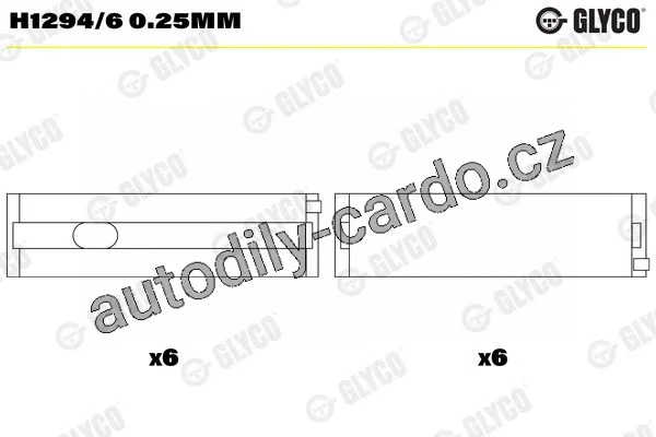 Ložiska klikové hřídele GLYCO H1294/6 0.25MM – sada Ložiska klikové hřídele GLYCO H1294/6 0.25MM – sada