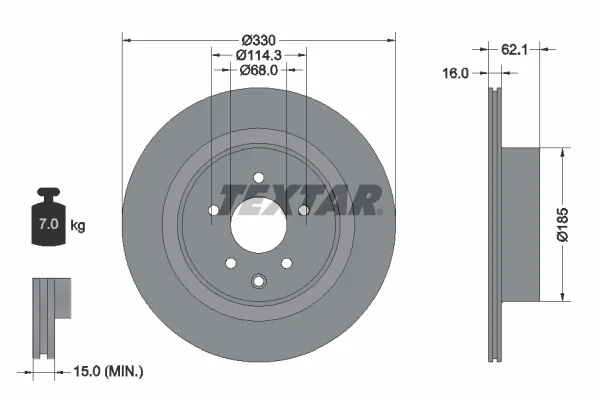 Brzdový kotouč TEXTAR 92319703 – OE 43206JK600