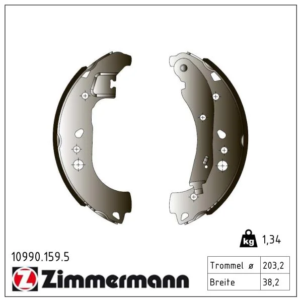 Sada brzdových čelistí ZIMMERMANN 10990.159.5 – OE 2Q0698525