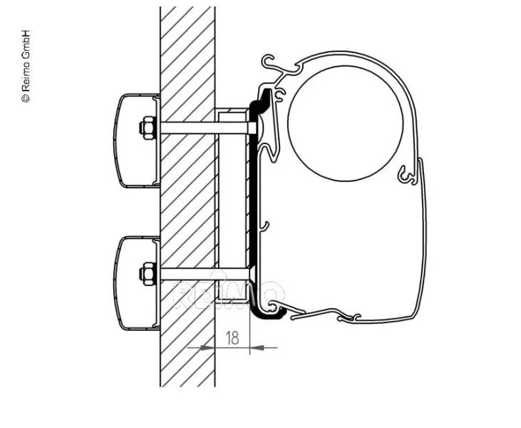 Adaptér stěnový pro markýzy Thule Omnistor řady 5 Dethleffs Globebus délka 300 cm 312556