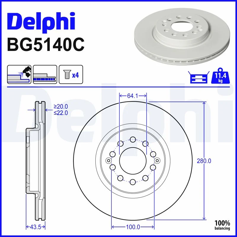 Brzdový kotouč DELPHI BG5140C – OE 10266048 Brzdový kotouč DELPHI BG5140C – OE 10266048