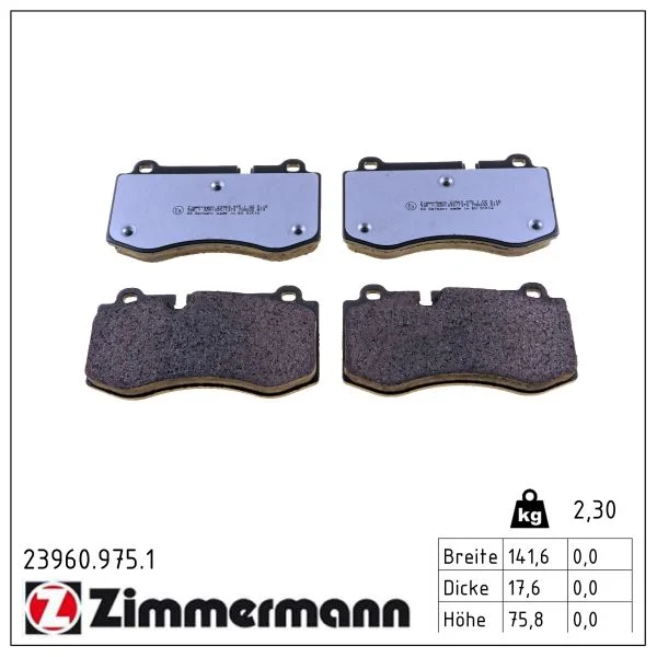 Sada brzdových destiček, kotoučová brzda ZIMMERMANN 23960.975.1