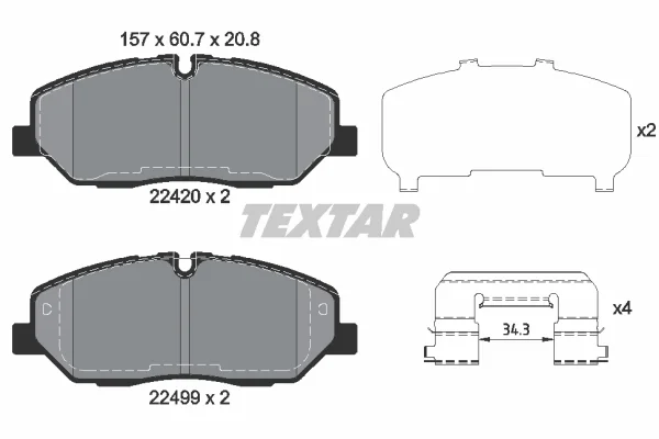 Sada brzdových destiček, kotoučová brzda TEXTAR 2242001