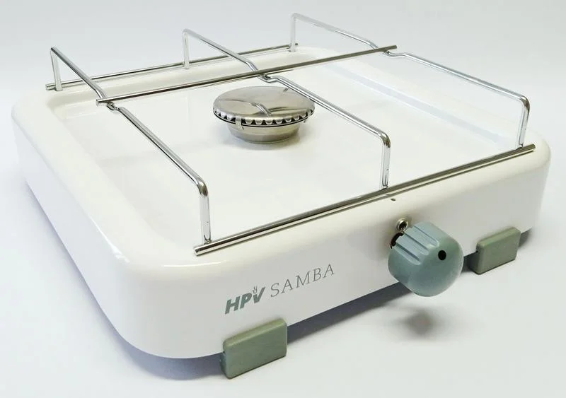 Vařič plynový HPV Samba jednoplotýnkový 50 mbar bílý s pojistkou zapalování včetně hadice 0,8 m 301688