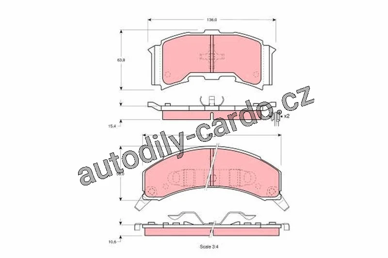 Sada brzdových destiček TRW GDB4047 - PONTIAC FIERO 84-87