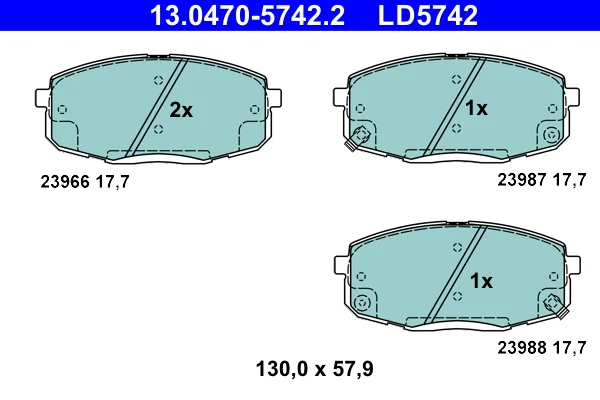 Sada brzdových destiček, kotoučová brzda ATE 13.0470-5742.2