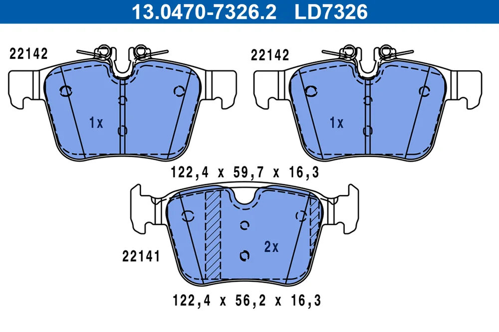 Sada brzdových destiček, kotoučová brzda ATE 13.0470-7326.2