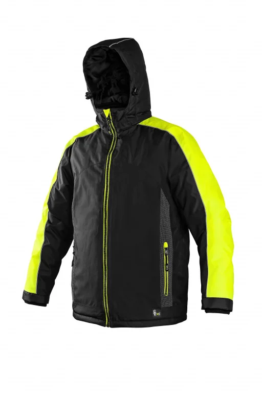 Bunda pánská zateplená CXS-BRIGHTON s odepínací kapucí, černo-žlutá, vel. 3XL 721797