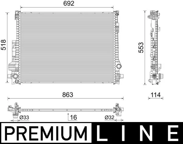 Chladič, chlazení motoru MAHLE CR2605000P – OE 32138766