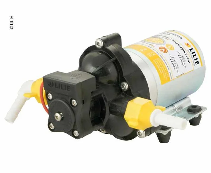 Čerpadlo membránové Lilie Shurflo Classic Serie (bílo-žluté), 12 V, výkon 7 l/min, vypínací tlak 1,4 bar, samonasávací do 2,5 m, hadičník 10 mm 310215