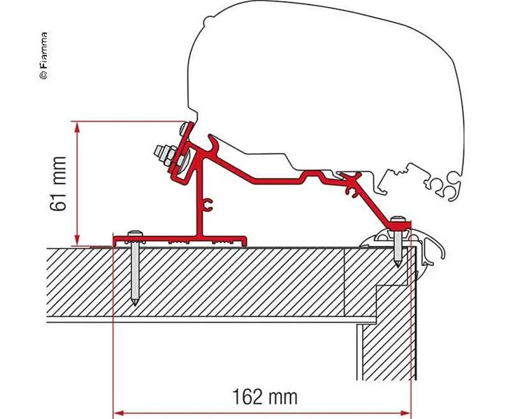Adaptér Caravan na uchycení markýzy Fiamma F65S/L a F80 délky 450 cm na střechu karavanu 306001 Adaptér Caravan na uchycení markýzy Fiamma F65S/L a F80 délky 450 cm na střechu karavanu 306001
