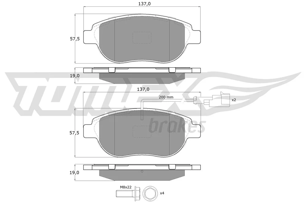 Sada brzdových destiček, kotoučová brzda Tomex Brakes TX14-45