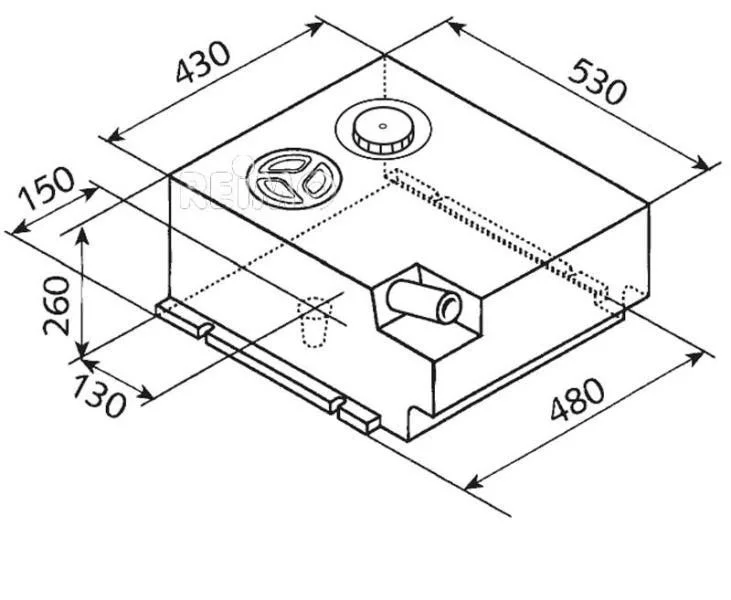 Nádrž na čistou vodu 50 l EV1111 (vestavná do sedací lavice, čistící otvor 12 cm, nálitky 4 cm a 1/2", bílá) 309813