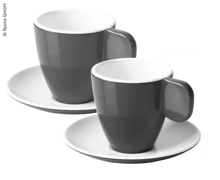 Sada melaminových šálků na espresso CAMP4, antracit / bílá, 75 ml, 2ks 306473