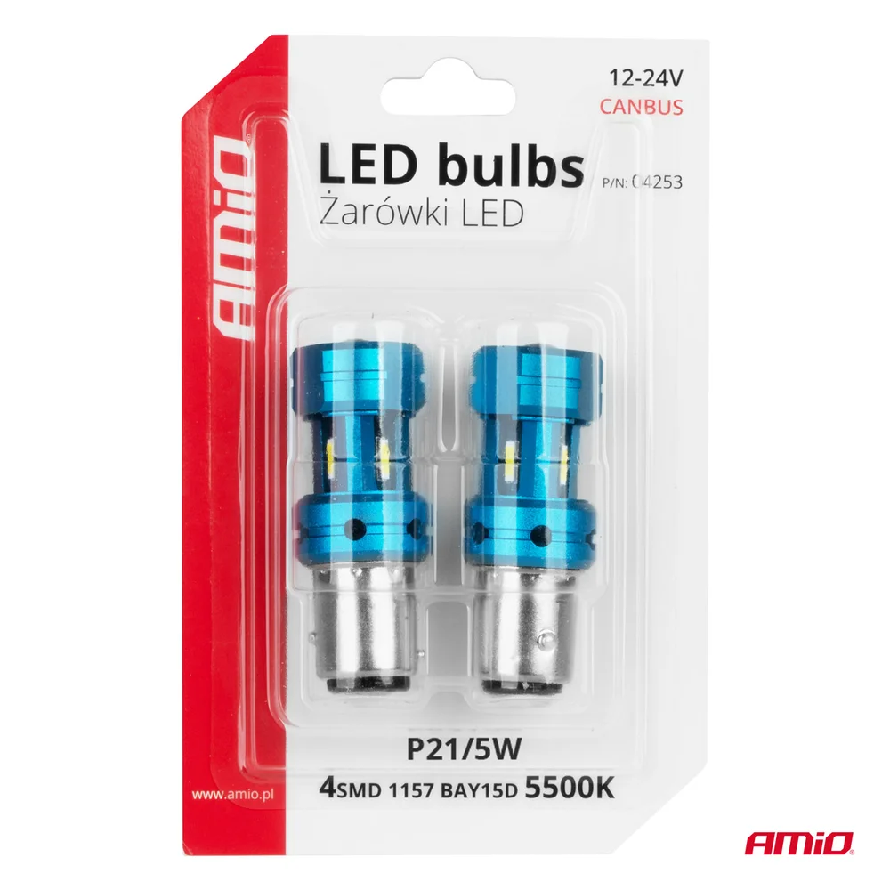 LED žárovky CANBUS 1157 BAY15D P21/5W 4SMD 1860 Bílé 12V 24V AMiO-04253 - Obrázek 5