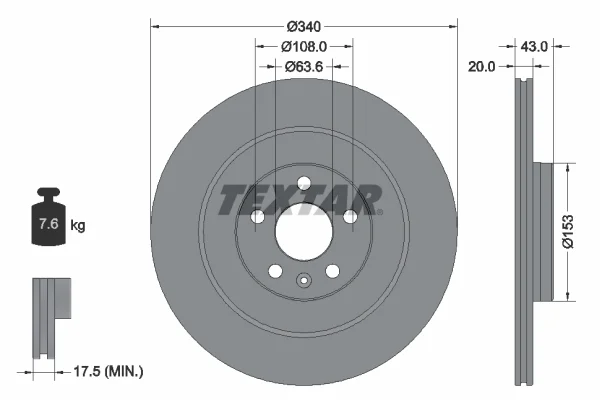 Brzdový kotouč TEXTAR 92304503