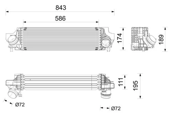 MH CI 735 000P Chladič vzduchu - intercooler MAHLE 722498