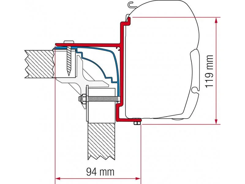 Sada adaptérů Fiamma pro markýzy F45i / F45i L / F1 na vozidla Adria, Bürstner a Pilote 306020