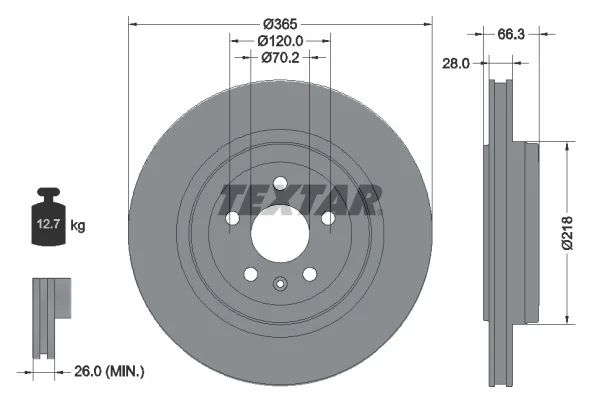 Brzdový kotouč TEXTAR 92313803 – OE 600643100D