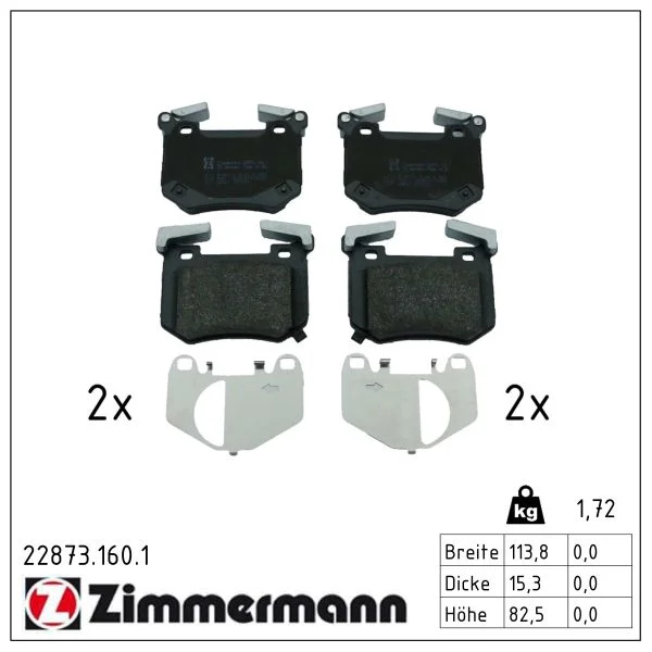 Sada brzdových destiček, kotoučová brzda ZIMMERMANN 22873.160.1