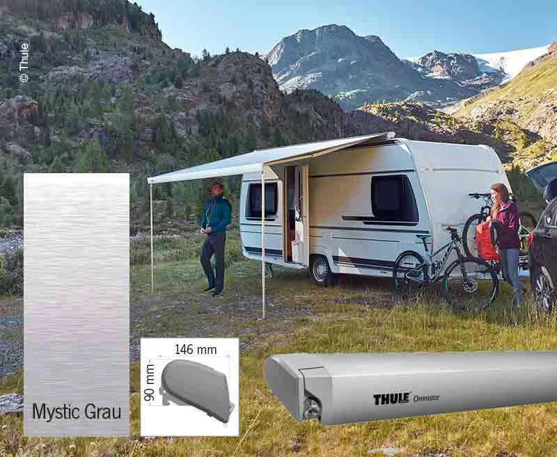 Markýza střešní kazetová Thule Omnistor 6300 3,25 m (stříbrný elox, tajemná šedá) 313472
