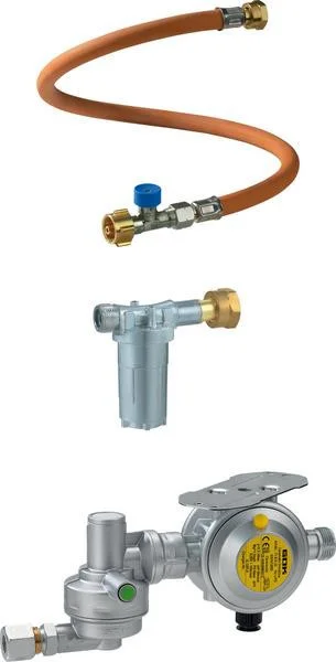 Regulátor tlaku plynu GOK Caramatic DriveOne Set (30 mbar, 1,5 kg/h, se senzorickým nárazovým spínačem Crash Sensor) 305222