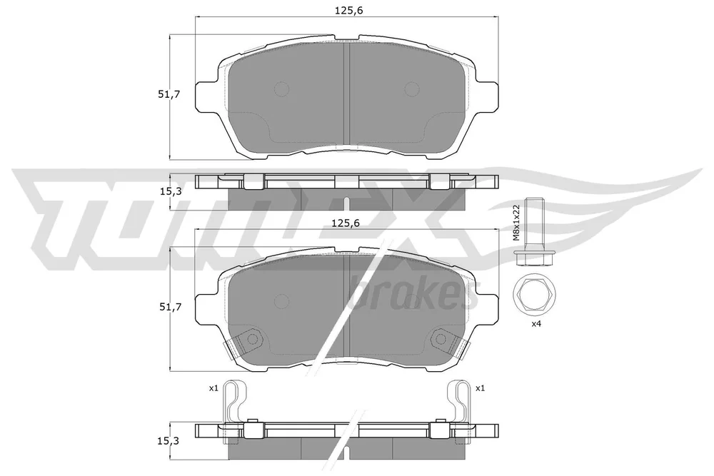 Sada brzdových destiček, kotoučová brzda Tomex Brakes TX16-47