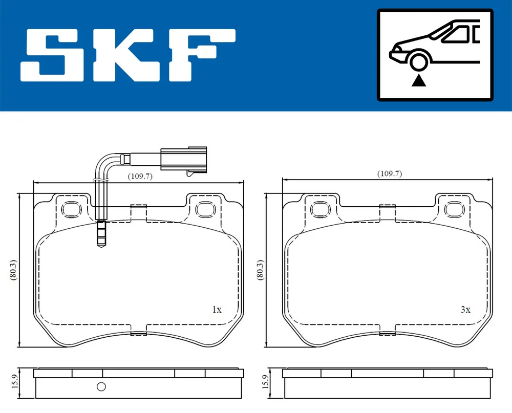 Sada brzdových destiček, kotoučová brzda SKF VKBP80610E