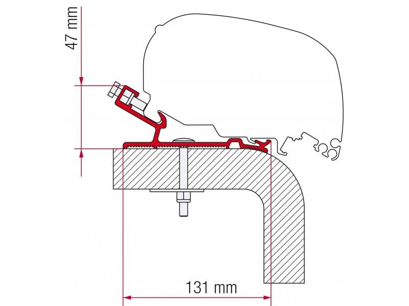 Adaptér na uchycení markýzy Fiamma F65 a F80S delky 400 cm na střechu Hymer 306048